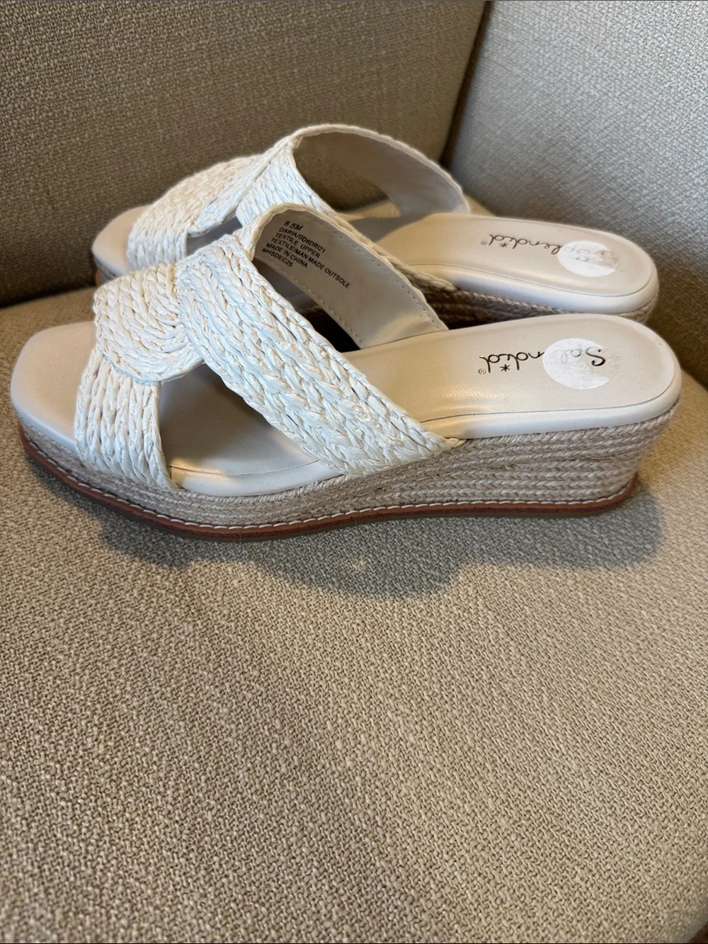 Splendid Braided Espadrille Slide Wedges - Cream